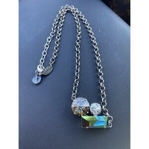 Uptown Designs Artisan Necklace Navette Aurora Borealis Blue Statement 18"